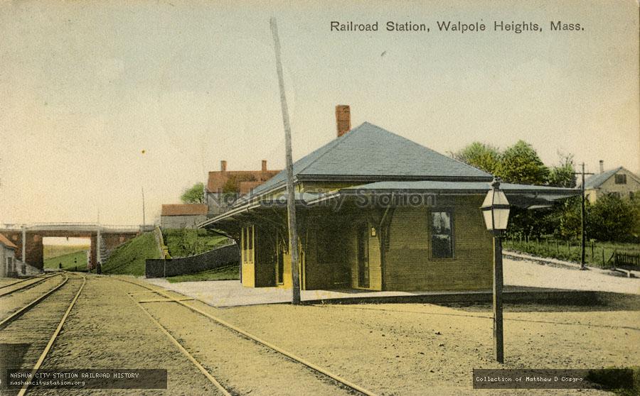 Postcard: Railroad Station, Walpole Heights, Massachusetts